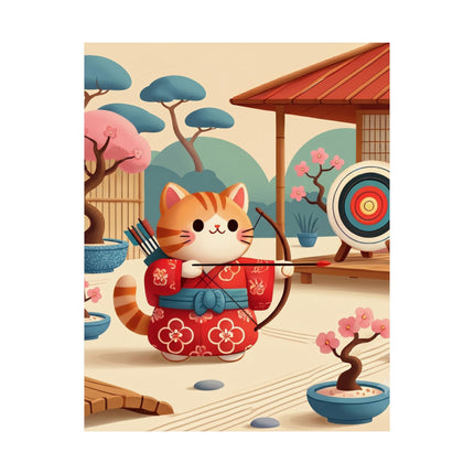 🏹🐱 Archer Kitten in the Zen Garden Matte Vertical Poster – Focus, Whimsy & Zen Balance