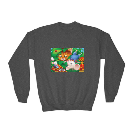 Whimsical Adventure Youth Crewneck Sweatshirt – Playful Journey & Storybook Fun