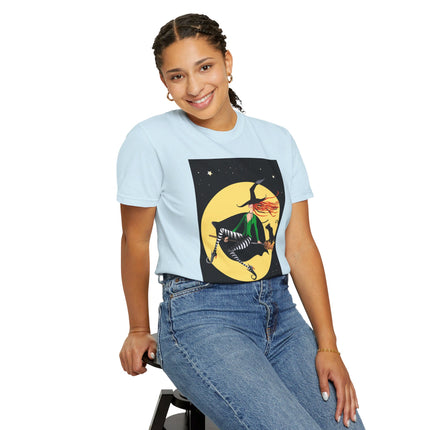 A Witch’s Moonlit Flight Unisex Garment-Dyed T-shirt