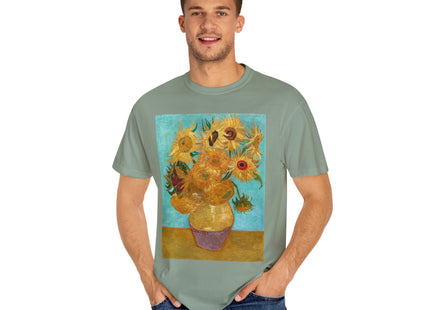 Vase with Twelve Sunflowers by Vincent van Gogh Unisex Garment-Dyed T-shirt