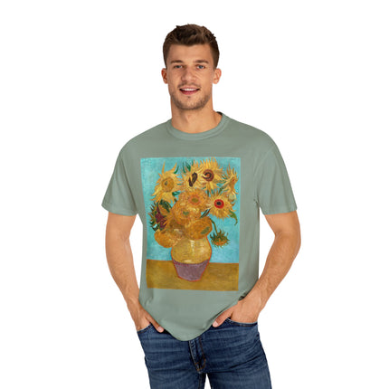 Vase with Twelve Sunflowers by Vincent van Gogh Unisex Garment-Dyed T-shirt