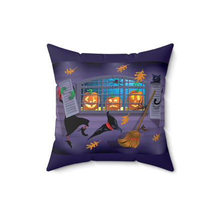 Whimsical Halloween Mischief Spun Polyester Square Pillow