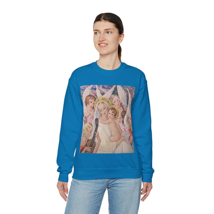 Madonna with Child Surrounded by Musical Angels by Gerda Wegener Heavy Blend™ Crewneck Sweatshirt
