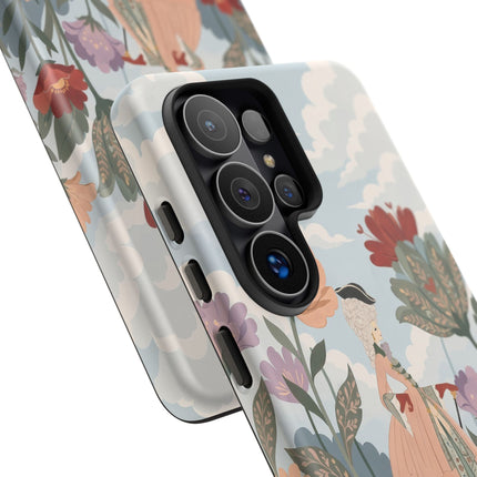 🌹🐈 The Lady And Puss In Boots Phone Case – Art Deco Floral Whimsy