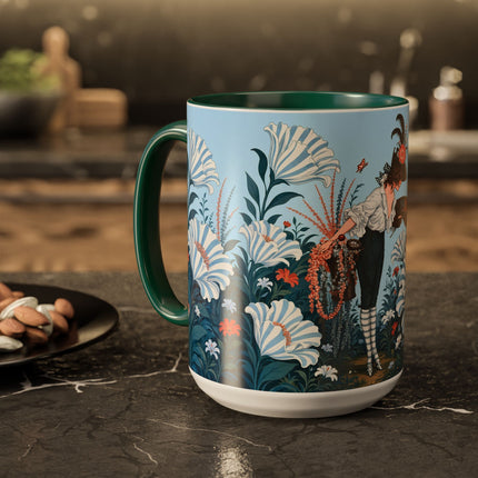 🎨💙 The Enchanted Garden Artist Colorful Mug – Art Deco Floral Whimsy