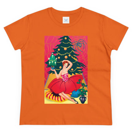 Art Deco Christmas Enchantment Women's Midweight Cotton Tee