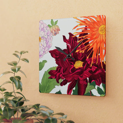 Dahlia Flower by Tanigami Kônan Acrylic Wall Clock, Round and Square