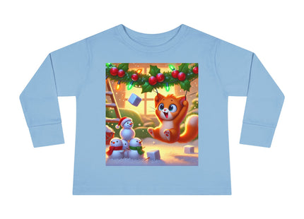Naughty or Nice Kitten Christmas Toddler Long Sleeve Tee