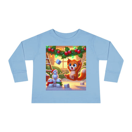 Naughty or Nice Kitten Christmas Toddler Long Sleeve Tee