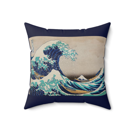 The Great Wave off Kanagawa by Katsushika Hokusai Spun Polyester Square Pillow