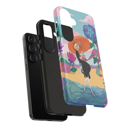 🌊☂️ The Lady Of The Flowered Seashore Phone Case – Art Deco Seaside Fashion