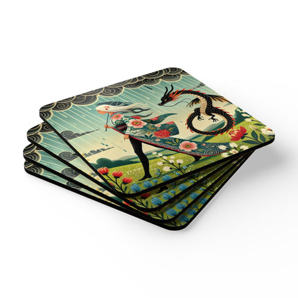 The Dragon Fairy’s Stride Corkwood Coaster Set