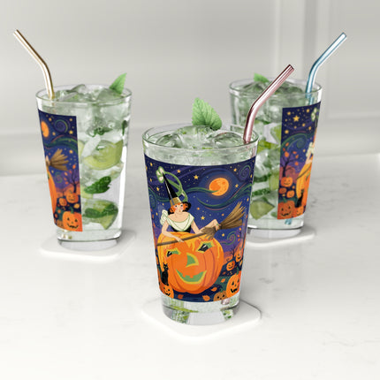 🧙‍♀️🎃 The Witch Of Pumpkin Moon Hollow Glass, 16oz – Whimsical Halloween Magic