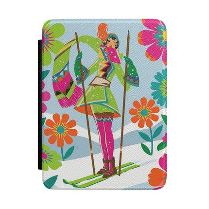 🎿🌸 The Winter Flower Adventurer Kindle Case – Colorful Ski Fantasy