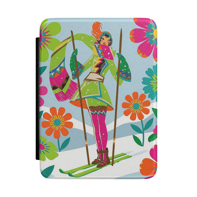 🎿🌸 The Winter Flower Adventurer Kindle Case – Colorful Ski Fantasy