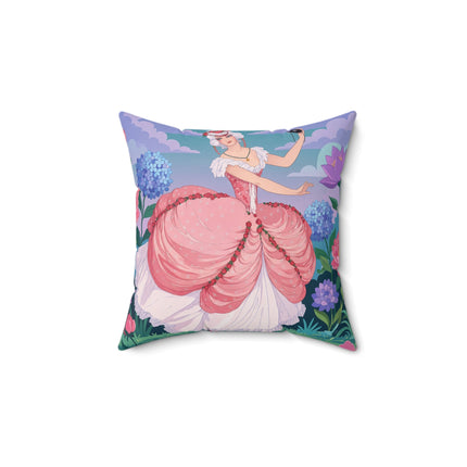 🎭🌸 The Lady Of The Secret Masquerade Square Pillow – Art Deco Garden Fantasy