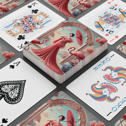 Petals, Porcelain, and Flamingos Playing Cards