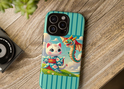 Geisha Kitten and the Dragon Kite Phone Cases