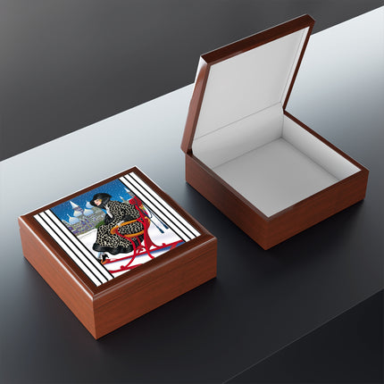 Elegant Winter Woman in Sleigh Jewelry Box