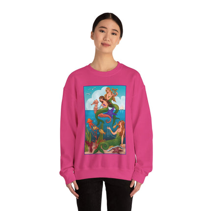 Three Mermaids with Strings of Pearls by Carlo Chiostri Heavy Blend™ Crewneck Sweatshirt