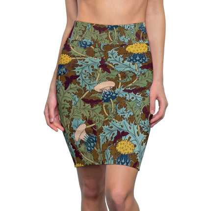 Crows, Cicadas and Thistles by Maurice Pillard Verneuil Women's Pencil Skirt (AOP)