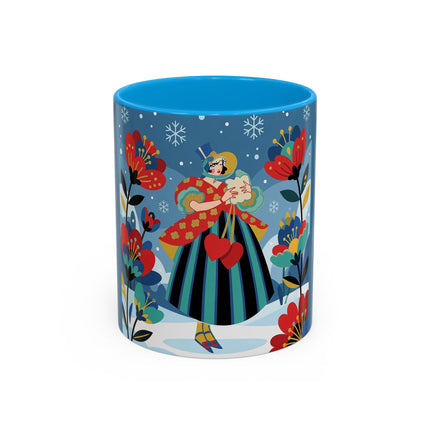 ❤️❄️ The Winter Heart Messenger Colorful Mug – Art Deco Snow Garden Fantasy