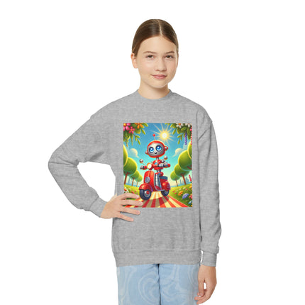 The Traveling Robot Youth Crewneck Sweatshirt – Adventure, Curiosity & Playful Discovery