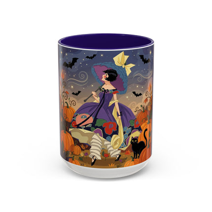 🌙🎃 The Moonlit Garden Walk Colorful Mug – Elegant Halloween Charm