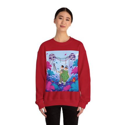 🎭🌸 The Garden Masquerade Crewneck Sweatshirt – Art Deco Floral Whimsy