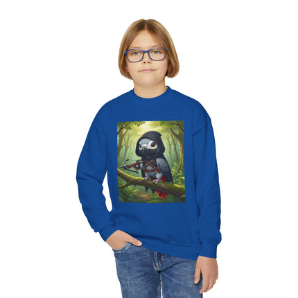 The African Grey Sentinel Youth Crewneck Sweatshirt – Wisdom, Courage & Woodland Adventure