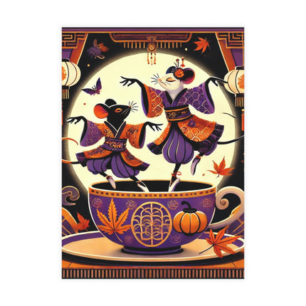Theatrical Halloween Kabuki Mice on Teacup Postcards (envelopes included) - Bundles of 10, 30, 50 Pieces