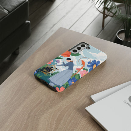 🦜🌺 The Lady Of The Garden Aviary Phone Case – Art Deco Floral Whimsy