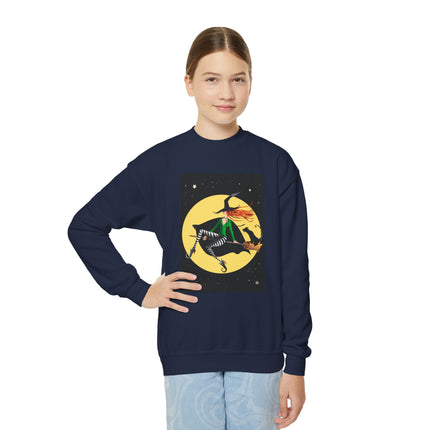 A Witch’s Moonlit Flight Youth Crewneck Sweatshirt