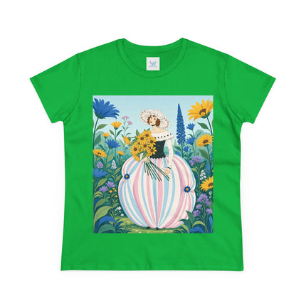 🌻🎀 The Sunflower Garden Bouquet Cotton Tee – Art Deco Floral Elegance