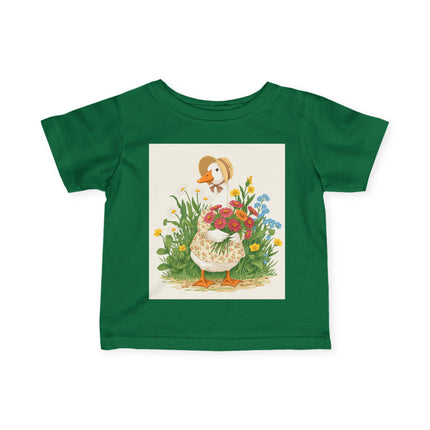 🪿🌸 The Little Flower Garden Goose Infant Fine Jersey Tee – Whimsical Woodland Charm