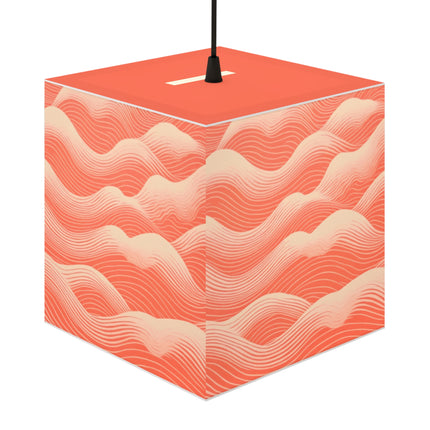 Hues of Orange and Beige Wave Pattern Light Cube Lamp