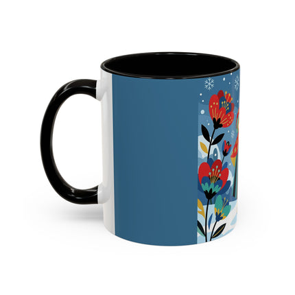 ❤️❄️ The Winter Heart Messenger Colorful Mug – Art Deco Snow Garden Fantasy