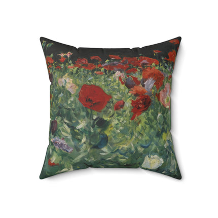 Poppies (A Study of Poppies for Carnation, Lily, Lily, Rose) by John Singer Sargent Spun Polyester Square Pillow