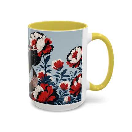❤️🌺 The Scarlet Blossom Dancer Colorful Mug – Art Deco Fashion Whimsy