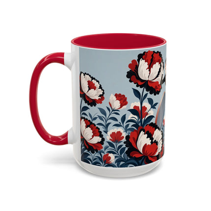 ❤️🌺 The Scarlet Blossom Dancer Colorful Mug – Art Deco Fashion Whimsy