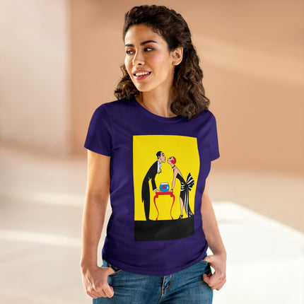 Moment of Elegance: A Passionate Embrace Amidst Golden Splendor Women's Midweight Cotton Tee