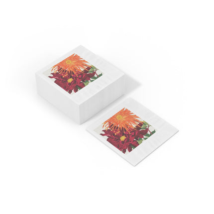 Dahlia Flower by Tanigami Kônan White Coined Napkins