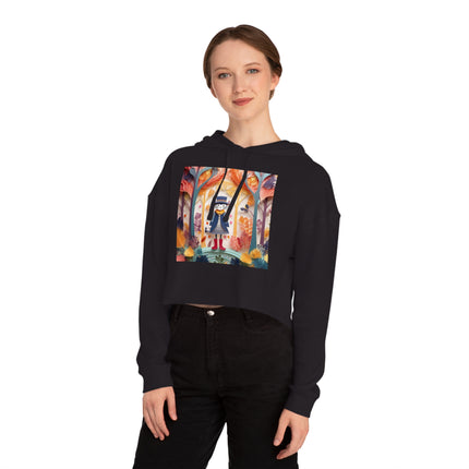 Cat in Boots in the Enchanted Forest Cropped Hooded Sweatshirt