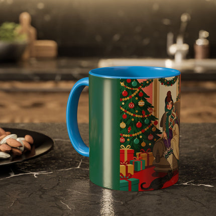 🖤🔥 The Lady Of The Christmas Hearth Colorful Mug – Art Deco Holiday Elegance