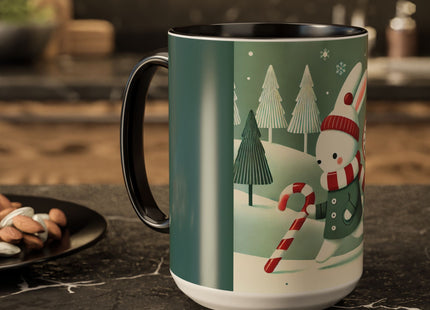 Candy Cane Timekeeper Bunny Colorful Mugs (11oz, 15oz)