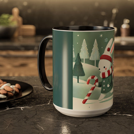 Candy Cane Timekeeper Bunny Colorful Mugs (11oz, 15oz)
