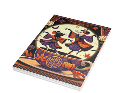 Theatrical Halloween Kabuki Mice on Teacup Postcards (envelopes included) - Bundles of 10, 30, 50 Pieces