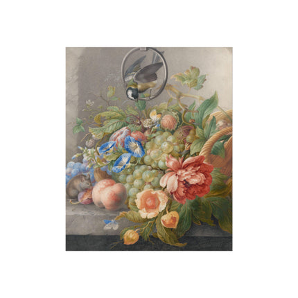 Still Life With Flowers, Fruit, A Great Tit And A Mouse by Herman Henstenburgh Fine Art Posters