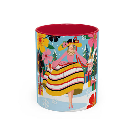 🌼🎄 The Christmas Blossom Belle Colorful Mug – Colorful Art Deco Holiday Fantasy