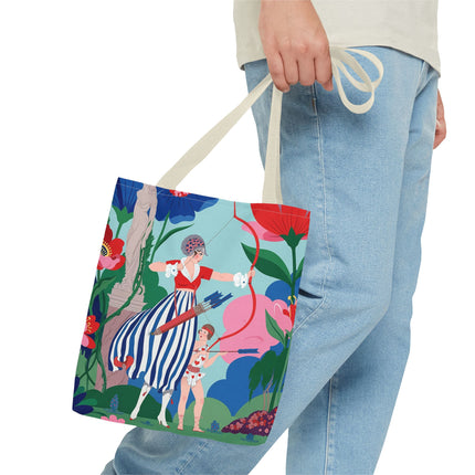 🏹🌺 The Lady Of The Enchanted Garden Archery Tote Bag – Art Deco Floral Adventure